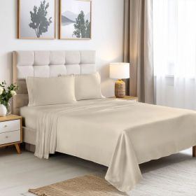 Rayon From Bamboo 300 Thread Count Solid Deep Pocket Sheet Set (Color: Ivory, size: Twin XL)