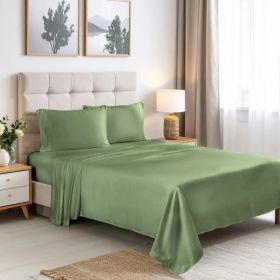 Rayon From Bamboo 300 Thread Count Solid Deep Pocket Sheet Set (Color: Sage, size: Full)
