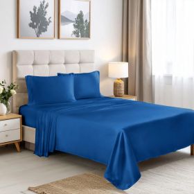 Rayon From Bamboo 300 Thread Count Solid Deep Pocket Sheet Set (Color: Smoke Blue, size: Full)