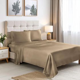Rayon From Bamboo 300 Thread Count Solid Deep Pocket Sheet Set (Color: Taupe, size: Full)