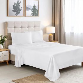 Rayon From Bamboo 300 Thread Count Solid Deep Pocket Sheet Set (Color: White, size: Twin)