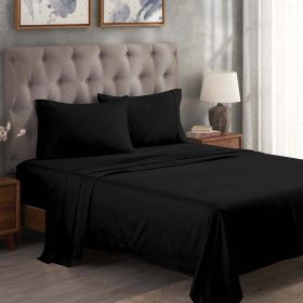 300 Thread Count Egyptian Cotton Sateen Bed Sheet Set (Color: Black, size: California King)