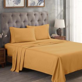 300 Thread Count Egyptian Cotton Sateen Bed Sheet Set (Color: Gold, size: California King)