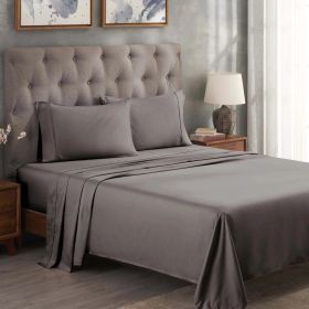 300 Thread Count Egyptian Cotton Sateen Bed Sheet Set (Color: Gray, size: Split King)