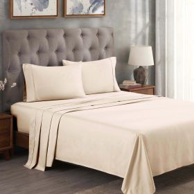300 Thread Count Egyptian Cotton Sateen Bed Sheet Set (Color: Ivory, size: California King)