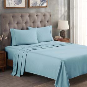 300 Thread Count Egyptian Cotton Sateen Bed Sheet Set (Color: Light Blue, size: Twin)