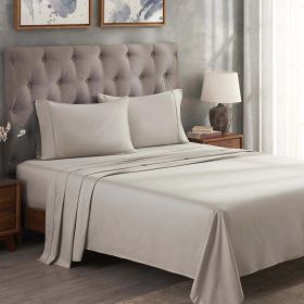 300 Thread Count Egyptian Cotton Sateen Bed Sheet Set (Color: Light Grey, size: Twin)