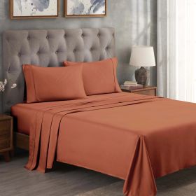 300 Thread Count Egyptian Cotton Sateen Bed Sheet Set (Color: Pumpkin, size: Twin)