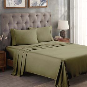 300 Thread Count Egyptian Cotton Sateen Bed Sheet Set (Color: Sage, size: Full)