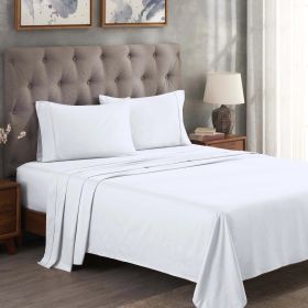 300 Thread Count Egyptian Cotton Sateen Bed Sheet Set (Color: White, size: California King)
