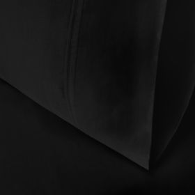 Egyptian Cotton 300 Thread Count Solid Bed Pillowcase Set (Color: Black, size: Standard)