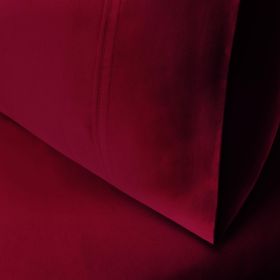 Egyptian Cotton 300 Thread Count Solid Bed Pillowcase Set (Color: Burgundy, size: Standard)