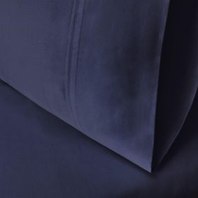 Egyptian Cotton 300 Thread Count Solid Bed Pillowcase Set (Color: Navy Blue, size: King)