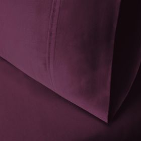 Egyptian Cotton 300 Thread Count Solid Bed Pillowcase Set (Color: Plum, size: King)