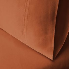 Egyptian Cotton 300 Thread Count Solid Bed Pillowcase Set (Color: Pumpkin, size: Standard)