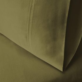 Egyptian Cotton 300 Thread Count Solid Bed Pillowcase Set (Color: Sage, size: Standard)