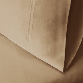 Egyptian Cotton 300 Thread Count Solid Bed Pillowcase Set (Color: Tan, size: King)