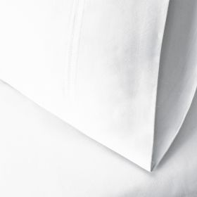 Egyptian Cotton 300 Thread Count Solid Bed Pillowcase Set (Color: White, size: Standard)