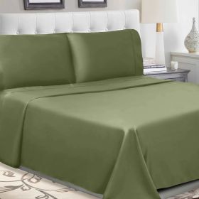 300 Thread Count 100% Cotton Sheet Set Percale Solid Deep Pocket (Color: Sage, size: Split King)