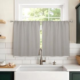 Solid Room Darkening Rod Pocket Blackout Curtain Panels, Set of 2 (Color: Chrome, size: 30" x36")
