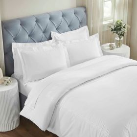 100% Cotton Greek Key Embroidered Duvet Cover Set (Color: White, size: Full/Queen)