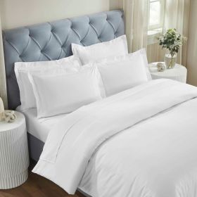 100% Cotton Gold Embroidered Duvet Cover Set (Color: White, size: Full/Queen)