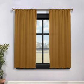 Solid Room Darkening Rod Pocket Blackout Curtain Panels, Set of 2 (Color: Camel, size: 36" x 63")