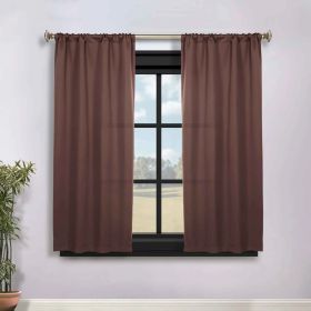 Solid Room Darkening Rod Pocket Blackout Curtain Panels, Set of 2 (Color: Cappuccino, size: 36" x 63")