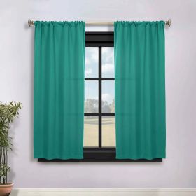 Solid Room Darkening Rod Pocket Blackout Curtain Panels, Set of 2 (Color: Cerulean Blue, size: 36" x 63")