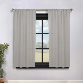 Solid Room Darkening Rod Pocket Blackout Curtain Panels, Set of 2 (Color: Chrome, size: 30" x63")
