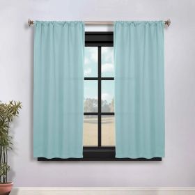 Solid Room Darkening Rod Pocket Blackout Curtain Panels, Set of 2 (Color: Green Lily, size: 36" x 63")