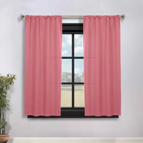 Solid Room Darkening Rod Pocket Blackout Curtain Panels, Set of 2 (Color: Pink, size: 36" x 63")