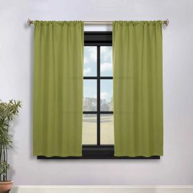 Solid Room Darkening Rod Pocket Blackout Curtain Panels, Set of 2 (Color: Sage, size: 36" x 63")