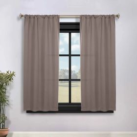 Solid Room Darkening Rod Pocket Blackout Curtain Panels, Set of 2 (Color: Taupe, size: 36" x 63")