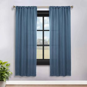 Solid Room Darkening Rod Pocket Blackout Curtain Panels, Set of 2 (Color: Denim Blue, size: 36" x 72")