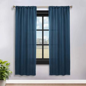 Solid Room Darkening Rod Pocket Blackout Curtain Panels, Set of 2 (Color: Marine Blue, size: 36" x 72")