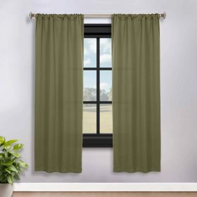 Solid Room Darkening Rod Pocket Blackout Curtain Panels, Set of 2 (Color: Olive Green, size: 36" x 72")