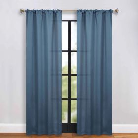 Solid Room Darkening Rod Pocket Blackout Curtain Panels, Set of 2 (Color: Denim Blue, size: 36" x 84")