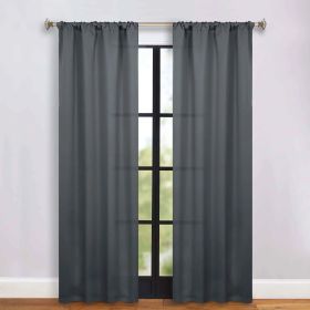Solid Room Darkening Rod Pocket Blackout Curtain Panels, Set of 2 (Color: Grey, size: 36" x 84")