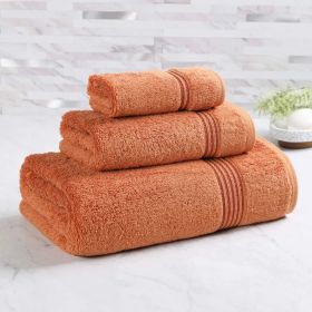 Egyptian Cotton Plush Bath Towel Set 3 Piece Heritage Collection (Color: Caramel Brown)