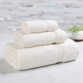 Egyptian Cotton Plush Bath Towel Set 3 Piece Heritage Collection (Color: Ivory)