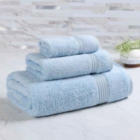 Egyptian Cotton Plush Bath Towel Set 3 Piece Heritage Collection (Color: Light Blue)