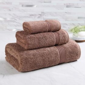 Egyptian Cotton Plush Bath Towel Set 3 Piece Heritage Collection (Color: Mocha)