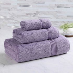 Egyptian Cotton Plush Bath Towel Set 3 Piece Heritage Collection (Color: Royal Purple)