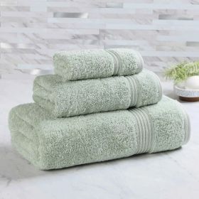 Egyptian Cotton Plush Bath Towel Set 3 Piece Heritage Collection (Color: Sage)