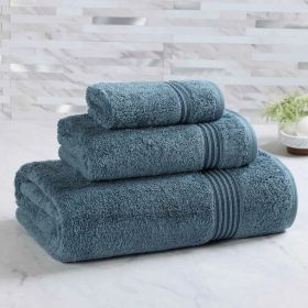 Egyptian Cotton Plush Bath Towel Set 3 Piece Heritage Collection (Color: Sapphire)