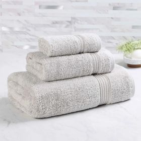Egyptian Cotton Plush Bath Towel Set 3 Piece Heritage Collection (Color: Silver)