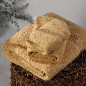 Egyptian Cotton Plush Bath Towel Set 3 Piece Heritage Collection (Color: Gold)