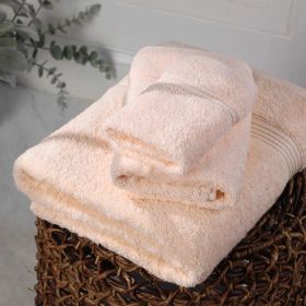 Egyptian Cotton Plush Bath Towel Set 3 Piece Heritage Collection (Color: Peach)