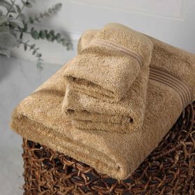 Egyptian Cotton Plush Bath Towel Set 3 Piece Heritage Collection (Color: Toast)